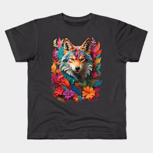 Colorful Rainbow Fox Kids T-Shirt